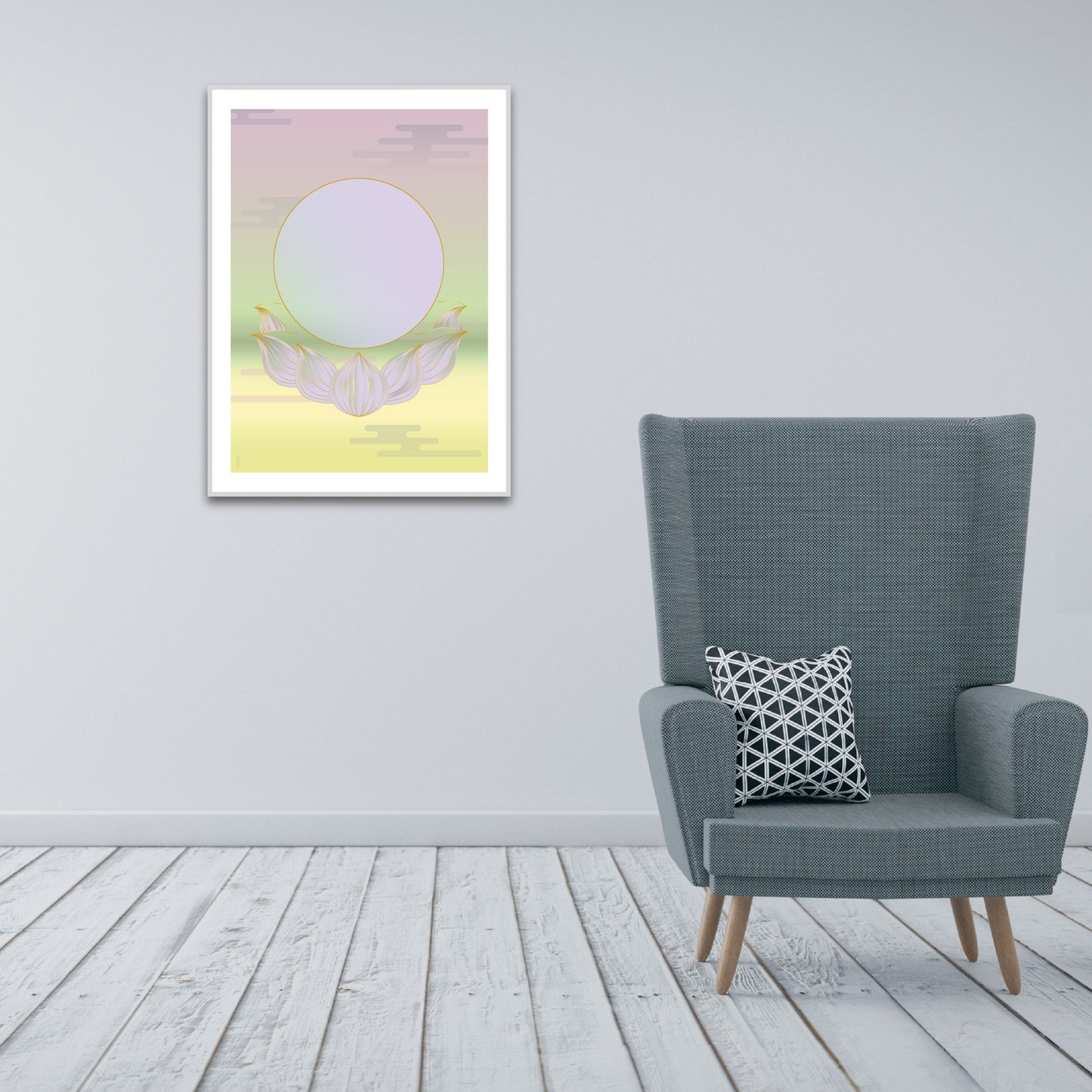 " Moon and lotus-pastel " Digital Image Sales