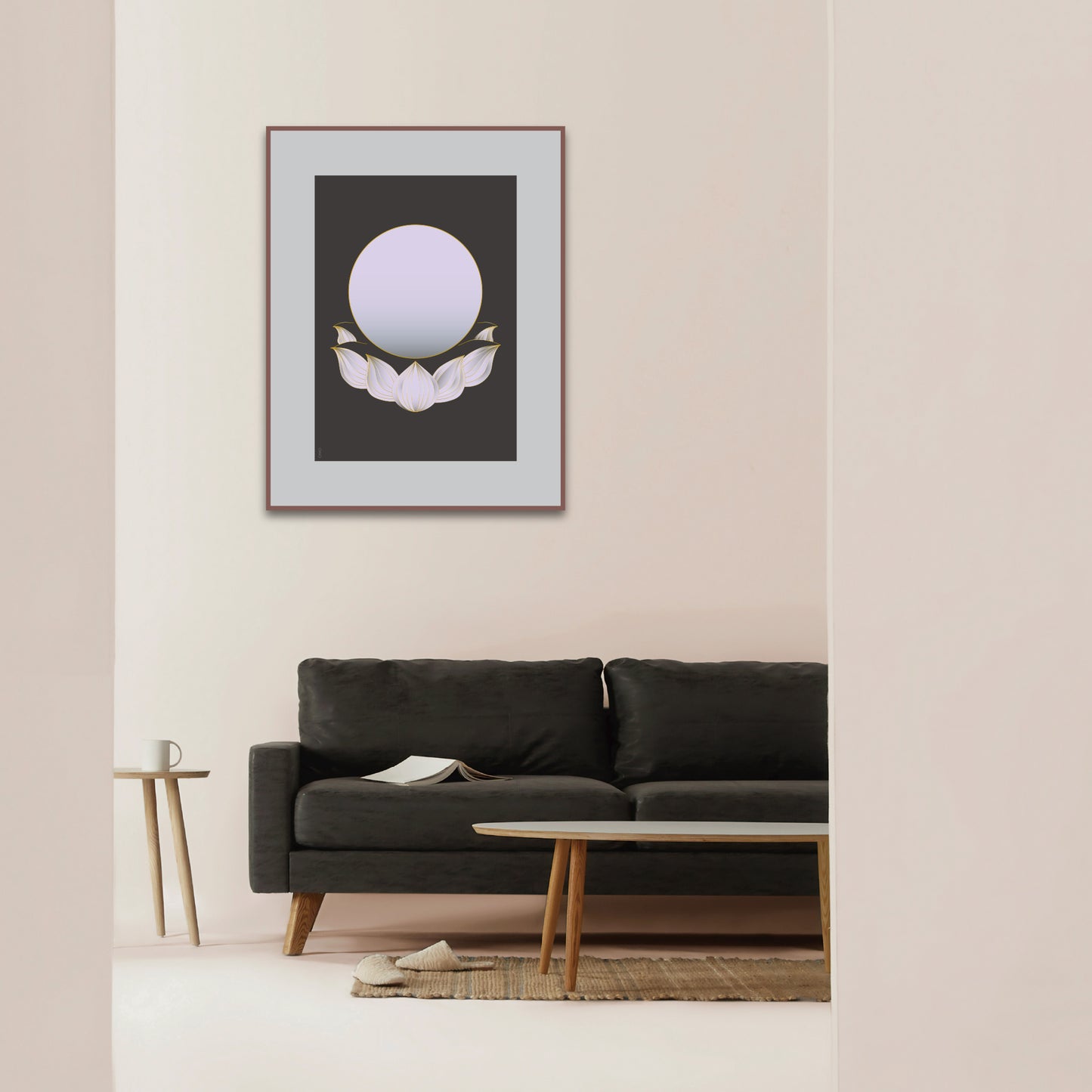 " Moon and lotus-black " Digital Image Sales