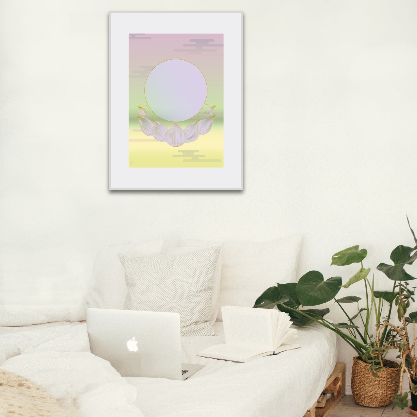 " Moon and lotus-pastel "  Digital Image Sales
